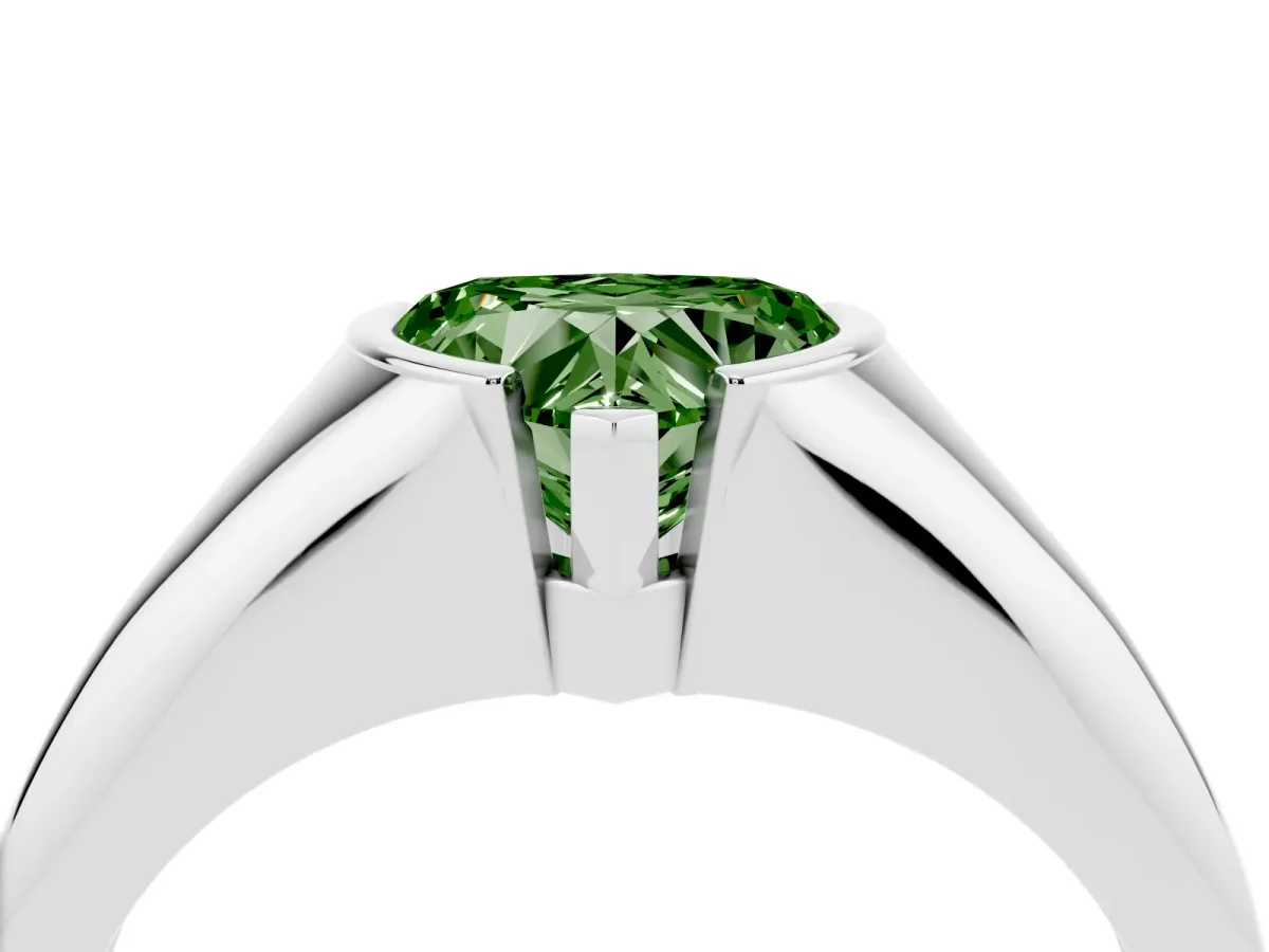 Fancy Green Heart Cut Solitaire Tension Set Diamond Ring Platinum
