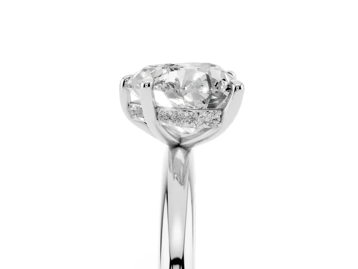 Heart Cut Diamond Solitaire Ring with Thin Band and Four-Prong Setting Platinum