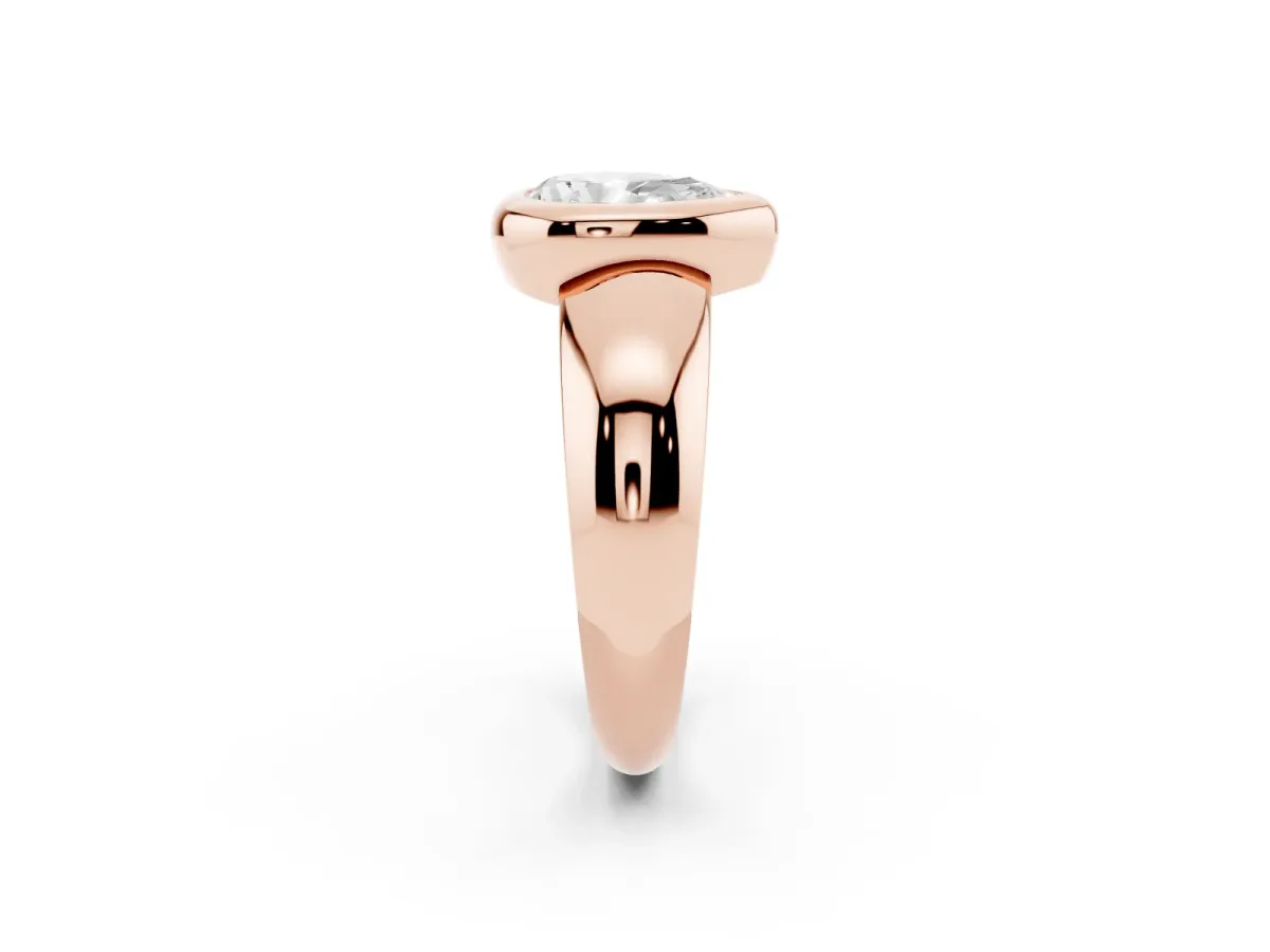 Bezel Set Pear Cut Solitaire Ring with Wide Band Rose gold