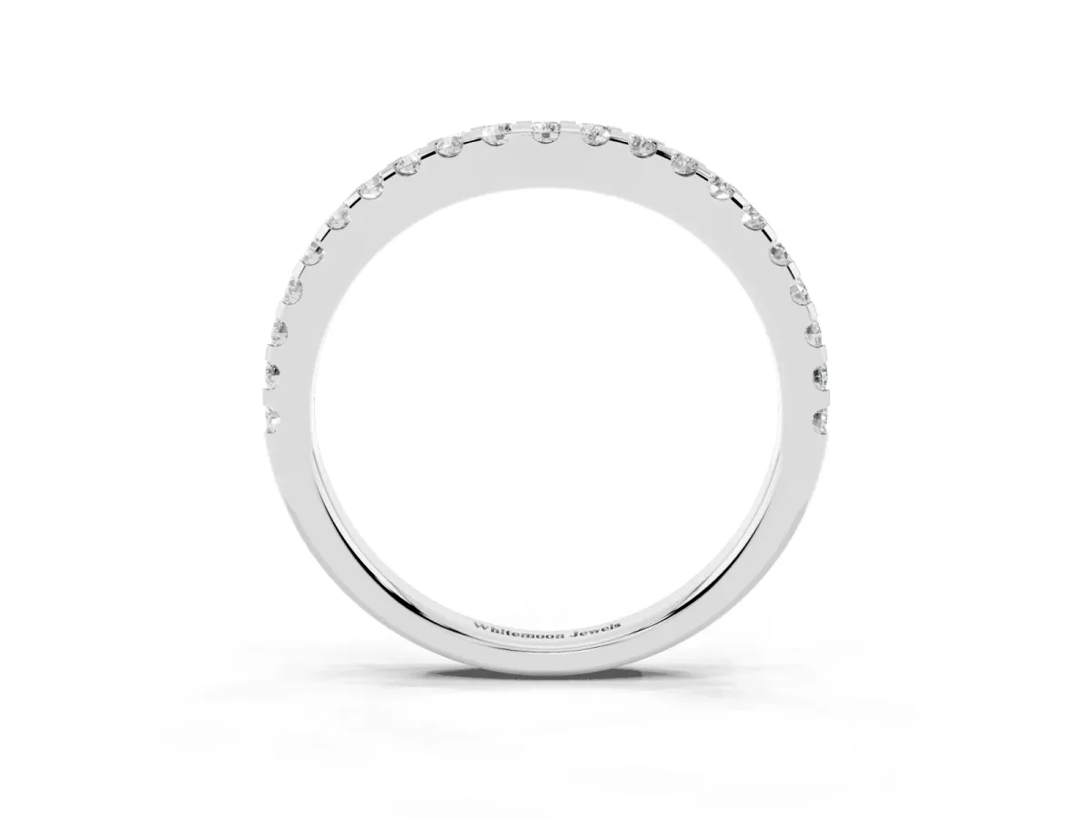 Round Diamond Pavé Curved Wedding Band White gold