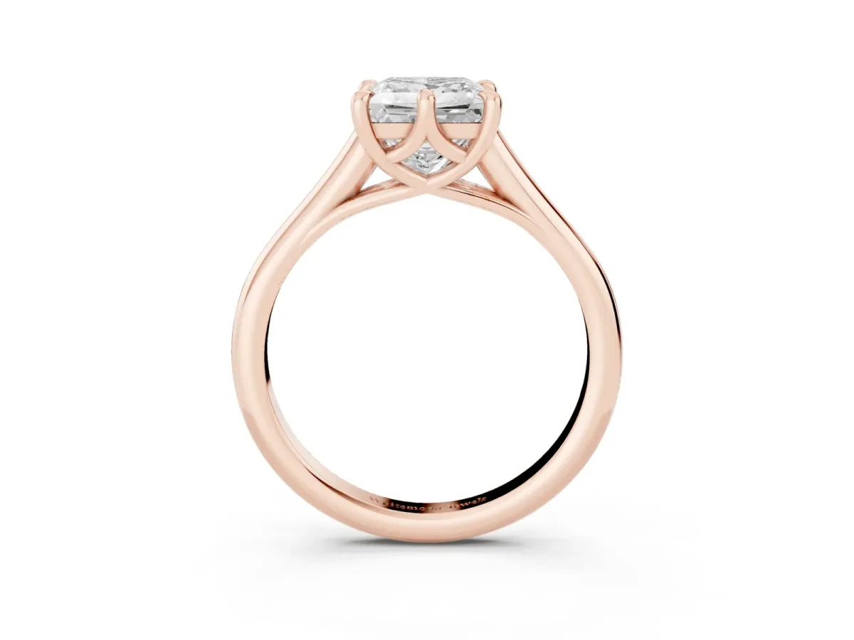 Princess Cut Solitaire Engagement Ring with Six-Prong Setting and Classic Band Rose gold