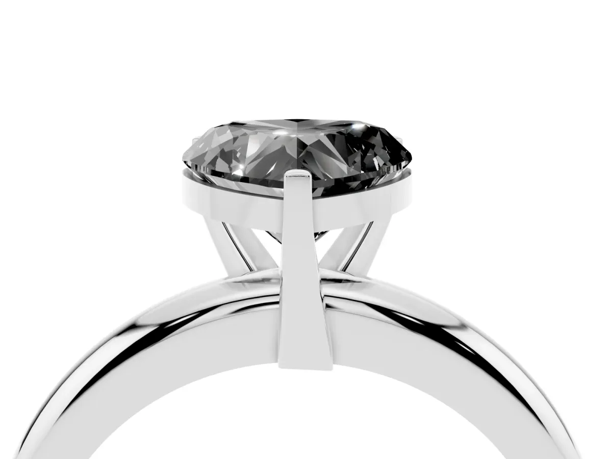 Fancy Black Heart Cut Diamond Solitaire Engagement Ring with Round Band and Four-Prong Setting Platinum