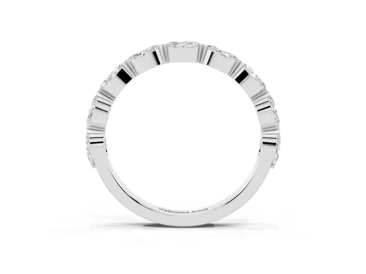 Marquise Diamond Eternity Band with Bezel Setting Silver
