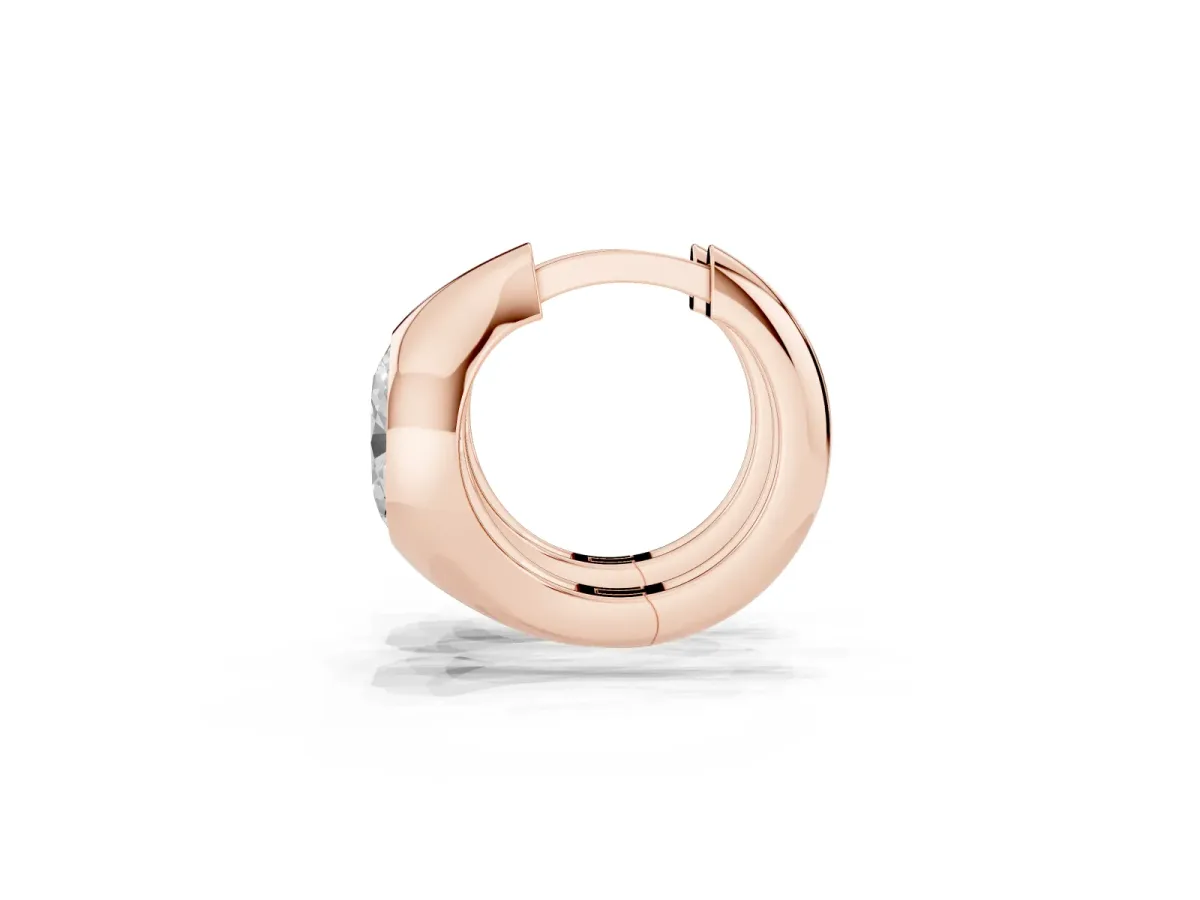 Oval Diamond Framed Huggie Hoop Earrings Rose gold