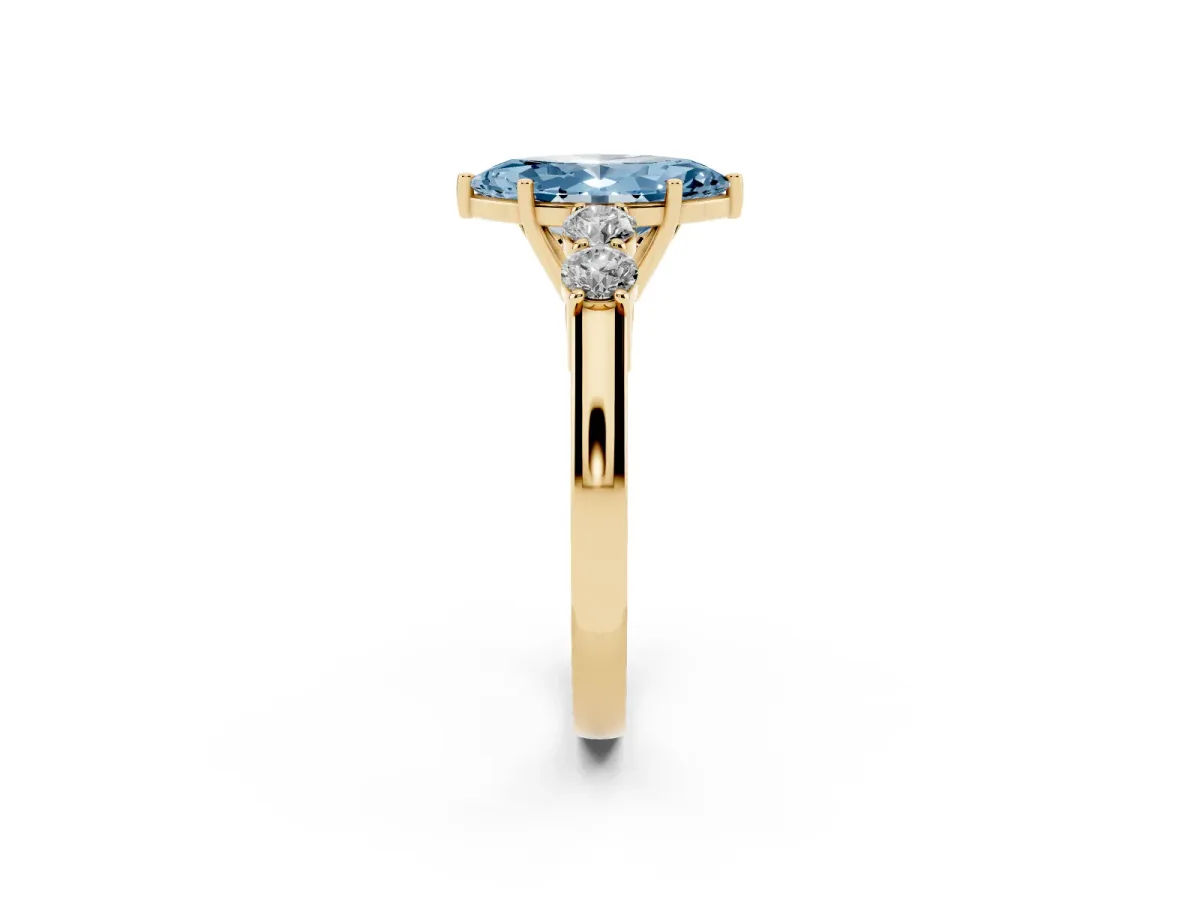 Fancy Blue Marquise Cut Cut Diamond Five-Stone Prong Set White Gold Ring Yellow gold