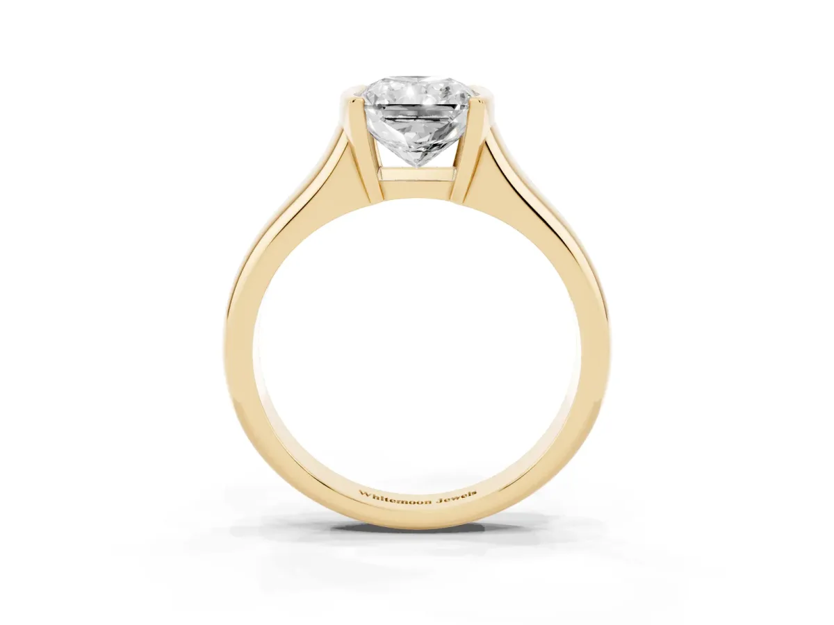 Radiant Cut Solitaire Tension Set Diamond Ring with Split Shank Band Yellow gold