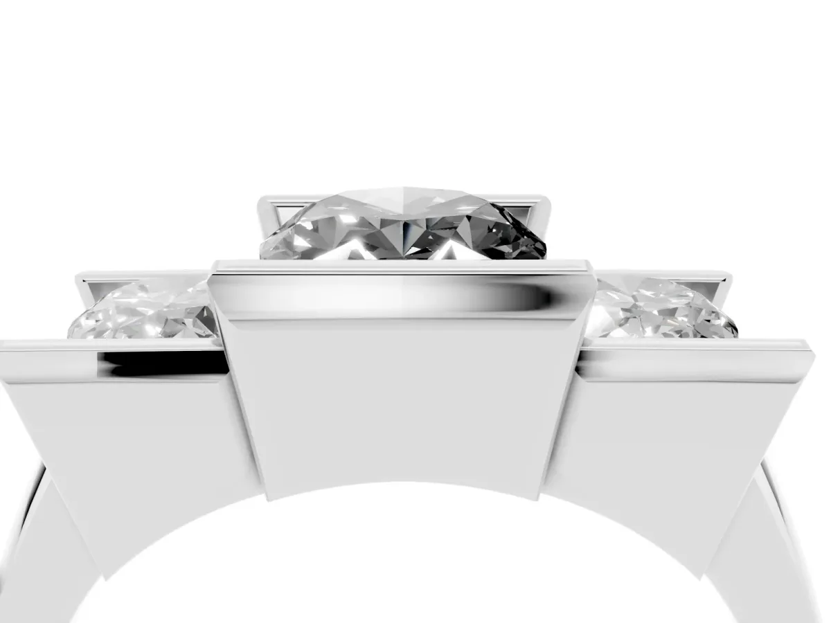 Fancy Black Three Stone Oval Cut Cut Channel Set Diamond Ring Platinum