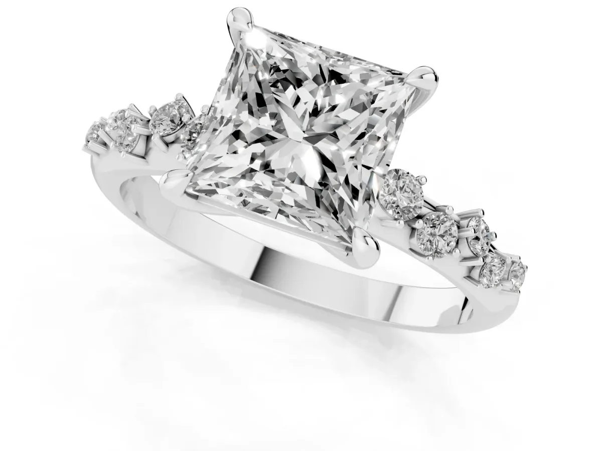 Princess Cut Cut Diamond Vine Band with Four-Prong Setting Platinum