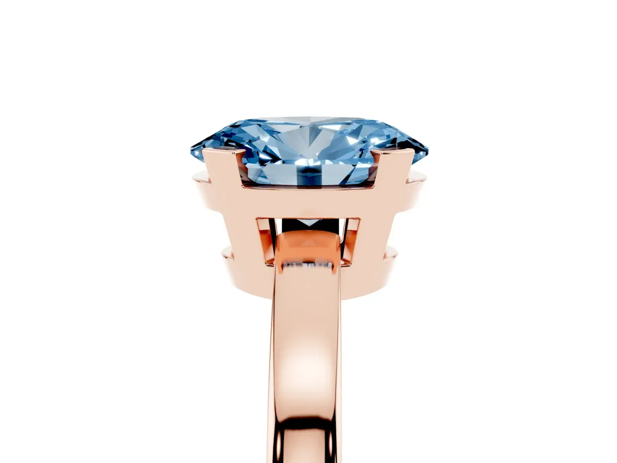 Fancy Blue Oval Cut Cut Solitaire Ring with Four-Prong Setting and Classic Band Rose gold