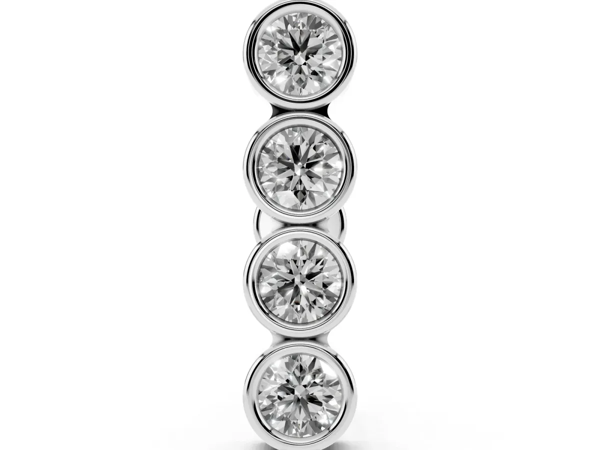 Round Diamond Row Flatback Earring Silver