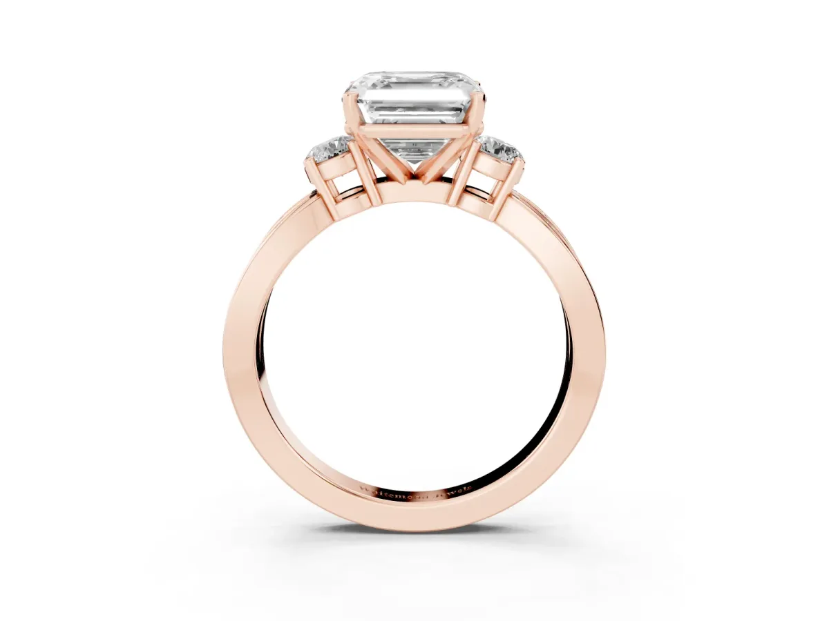 Three-Stone Asscher Cut Cut Diamond Twist Band with Prong Setting Rose gold