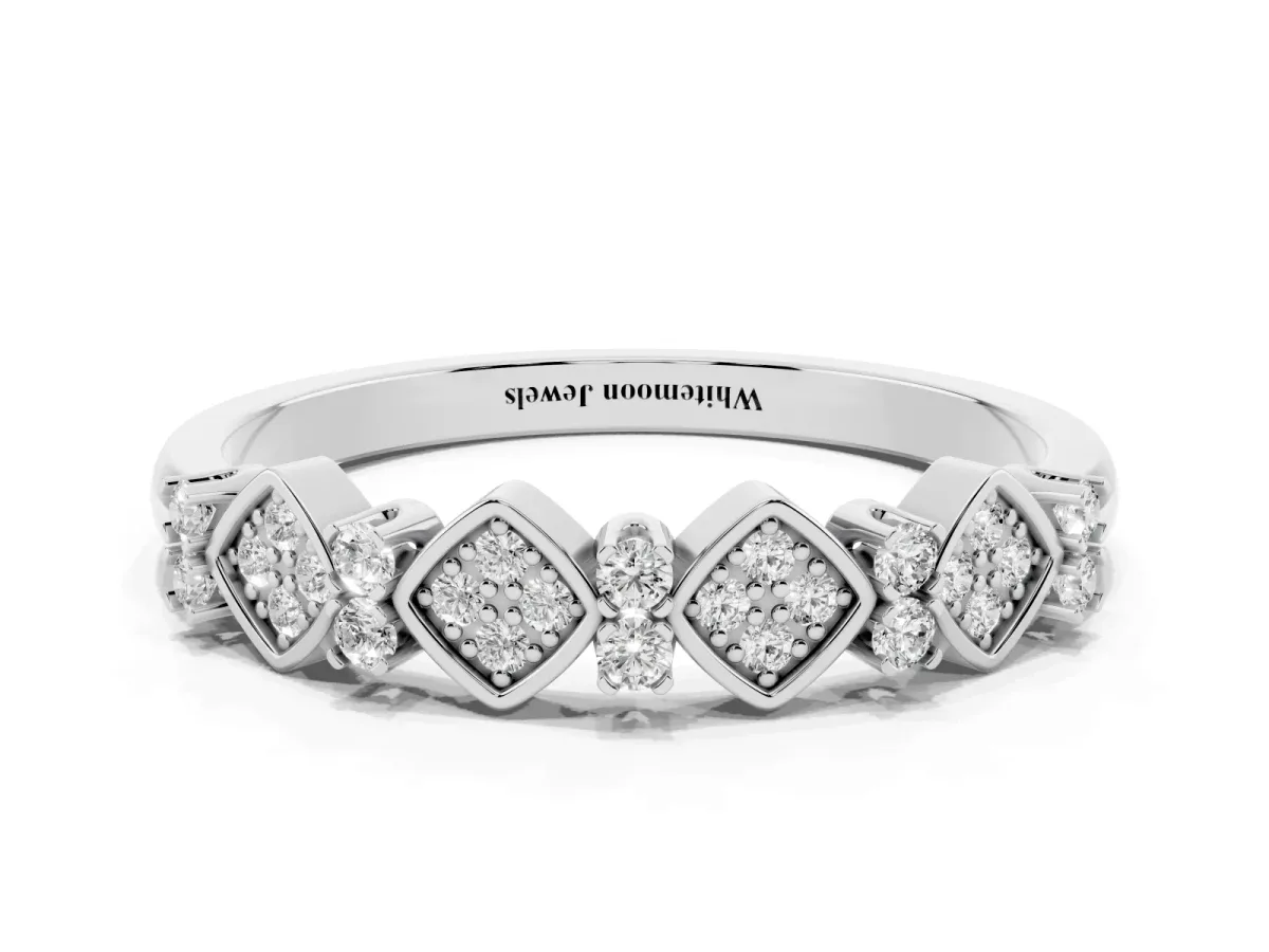 Pavé Cushion Diamond Cluster Eternity Band with Prong Setting Platinum