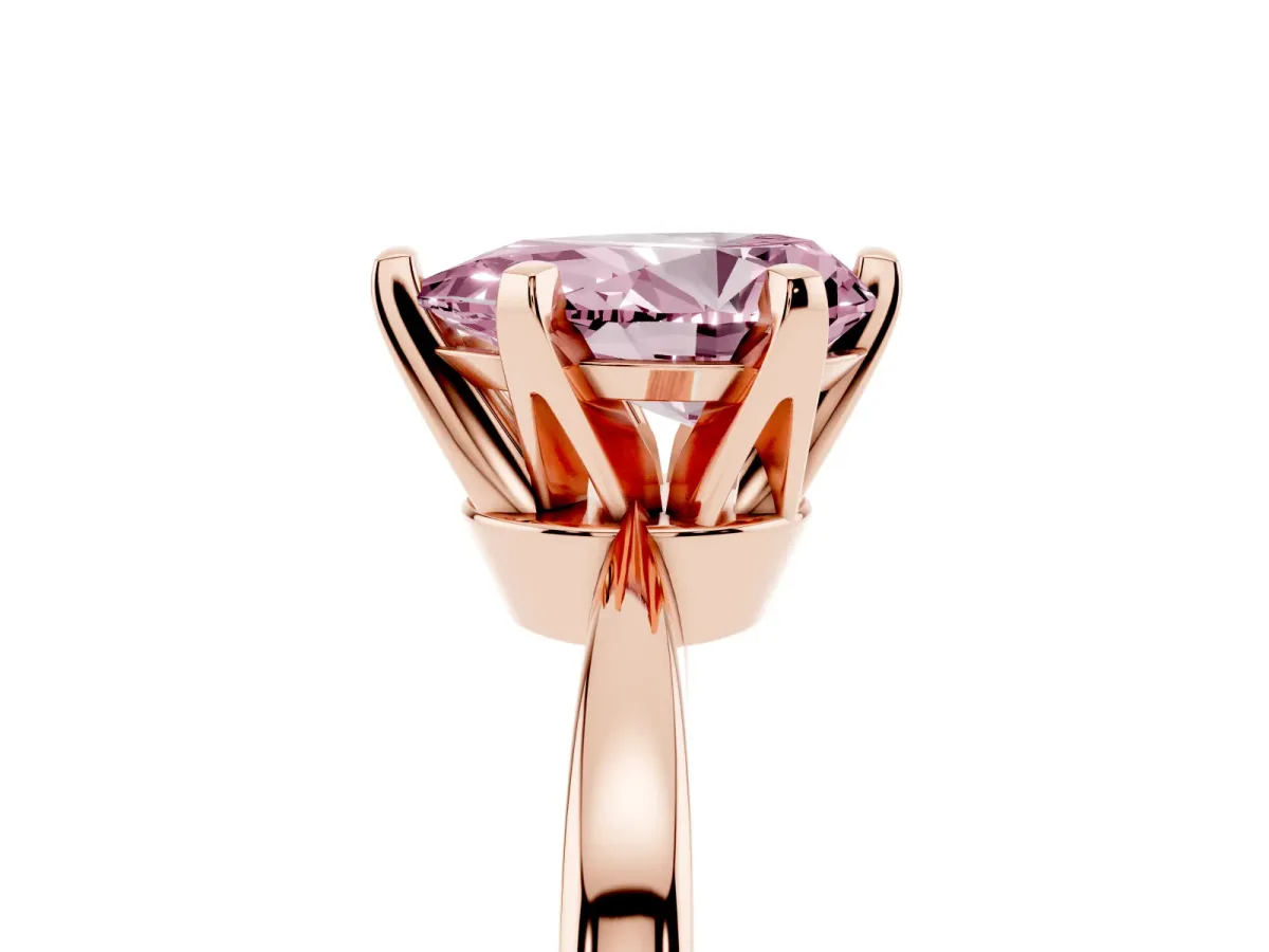 Fancy Pink Pear Cut Solitaire Engagement Ring with Six-Prong Setting and Tapered Band Rose gold