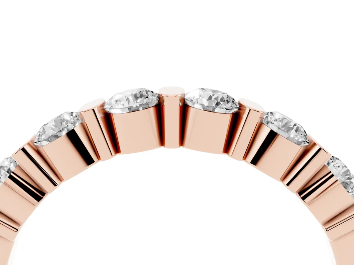 Channel Set Round Diamond Half Eternity Band Rose gold