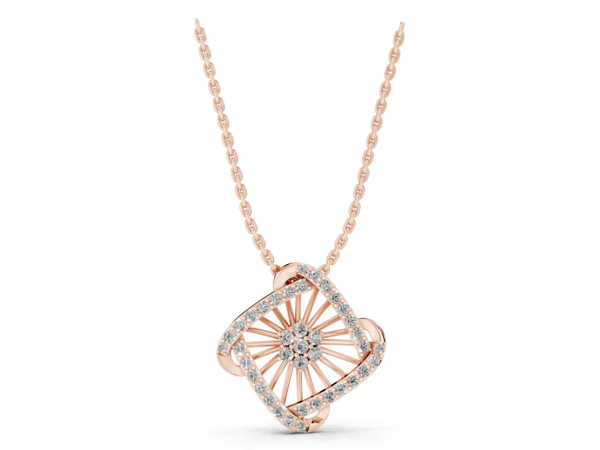 Round Diamond Cluster Pendant with Prong Setting Rose gold