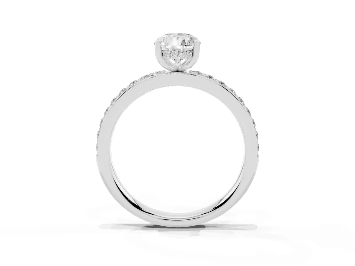 Pear Cut Cut Diamond Pavé Band Ring with Four-Prong Setting Silver
