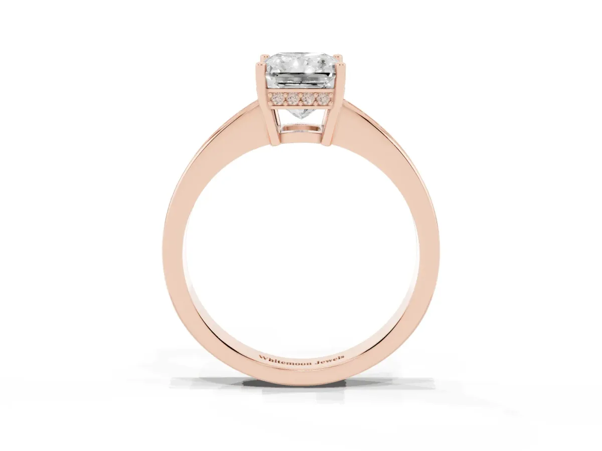 Radiant Cut Solitaire Pavé Band Prong Setting Ring Rose gold