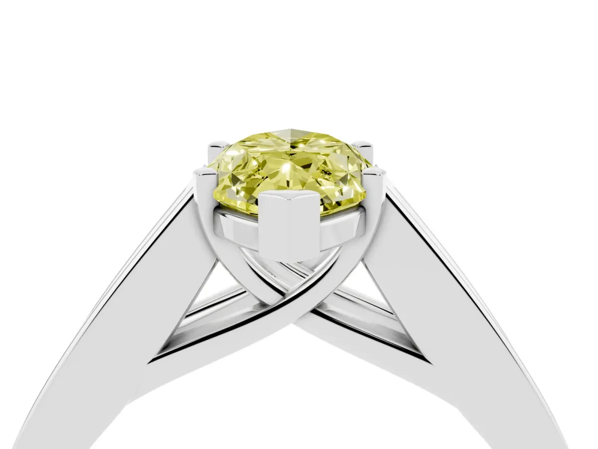 Fancy Yellow Marquise Cut Cut Channel Set Solitaire Ring with Four-Prong Setting Silver