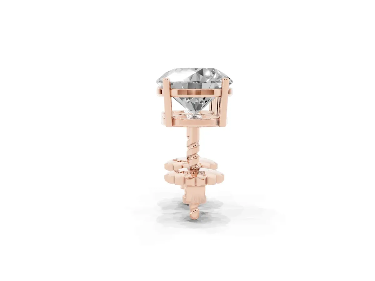 Round Cut Diamond Stud Earrings Rose gold