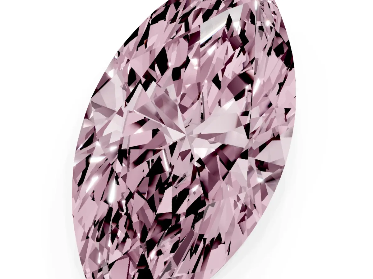 Fancy Pink Marquise Cut Cut Cathedral Pave Diamond Engagement Ring with Six-Prong Setting Rose gold