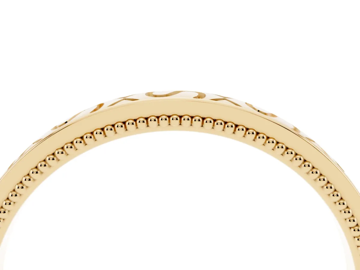 Vintage Engraved Milgrain Band Yellow gold