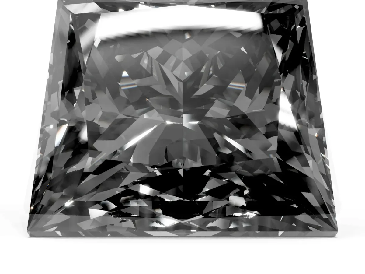 Fancy Black Princess Cut Halo Diamond Ring with Milgrain and Bezel Accents on a Split Shank Band Rose gold