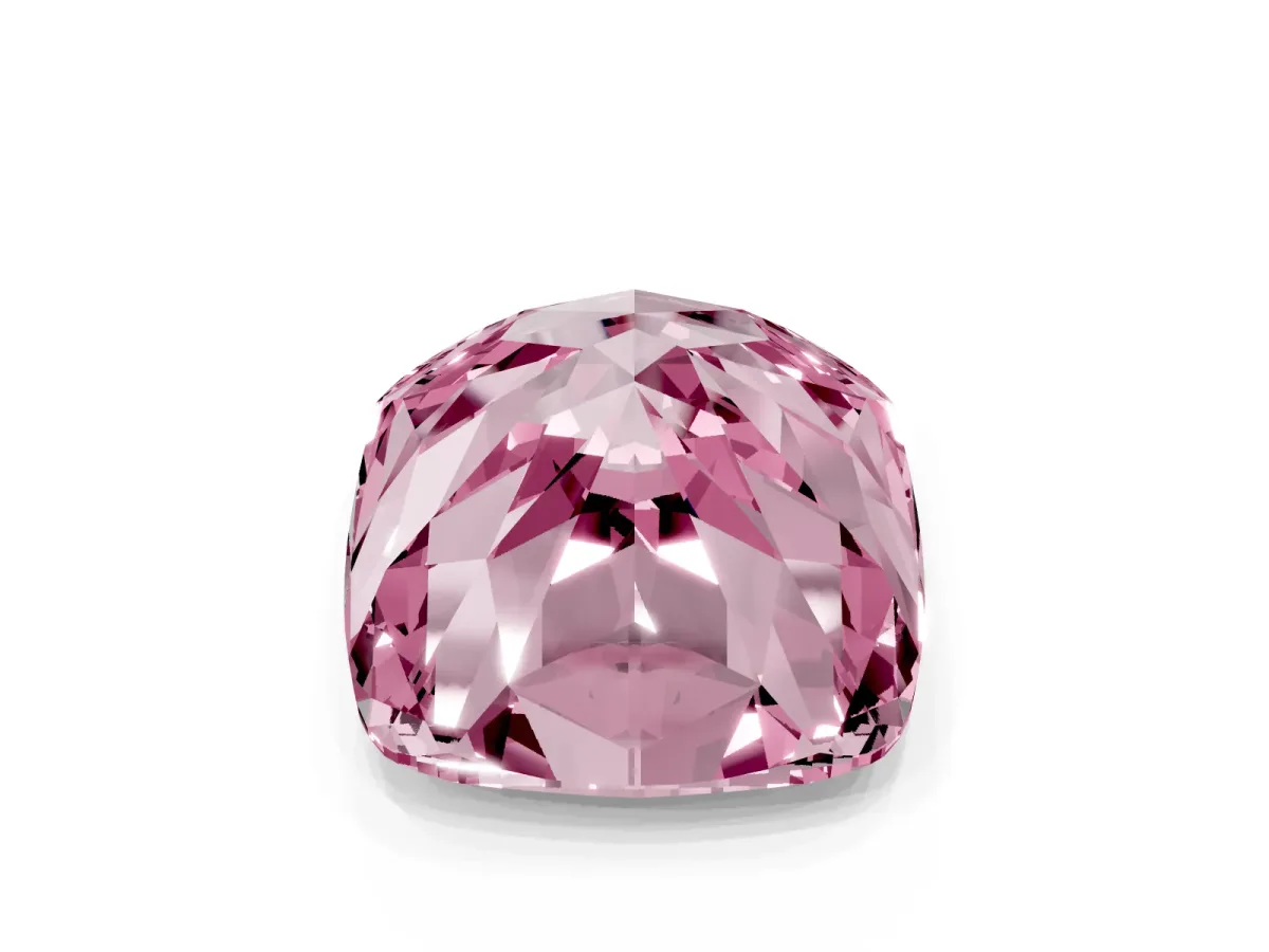 Fancy Pink Cushion Cut Solitaire Engagement Ring with Cathedral Band and Four-Prong Setting Rose gold