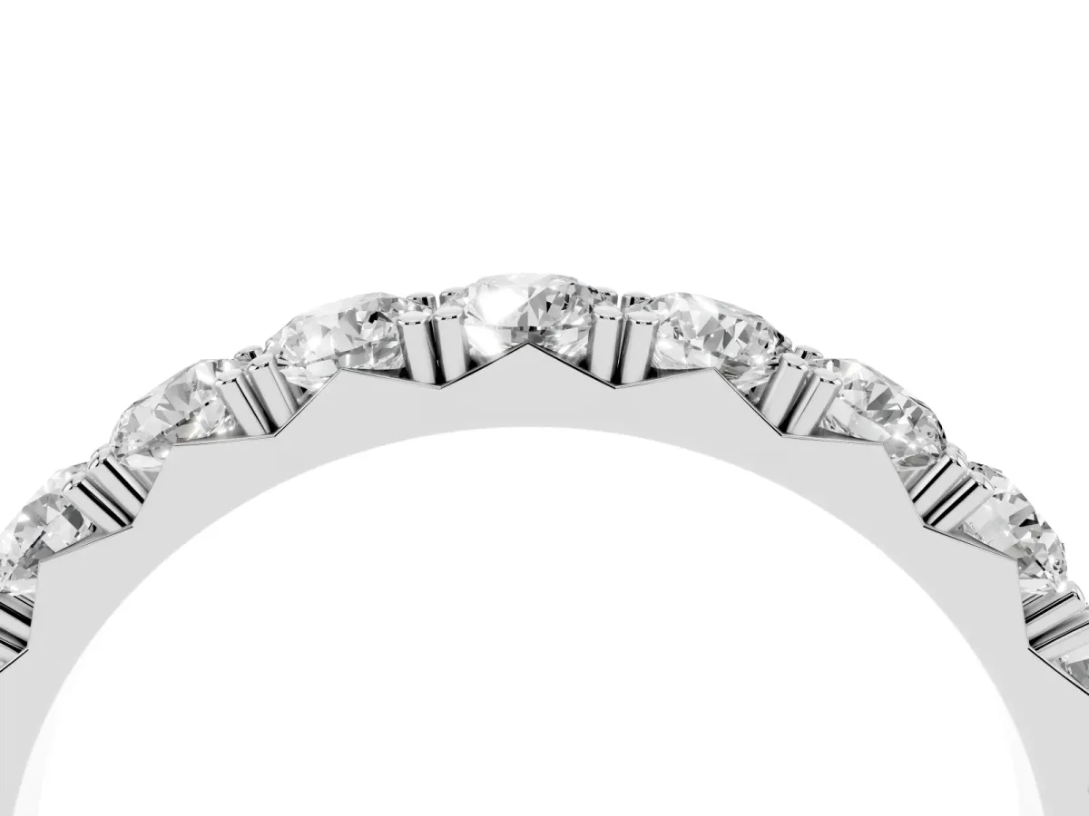 Round Diamond Eternity Band with Pavé Setting and Shared Prong Platinum