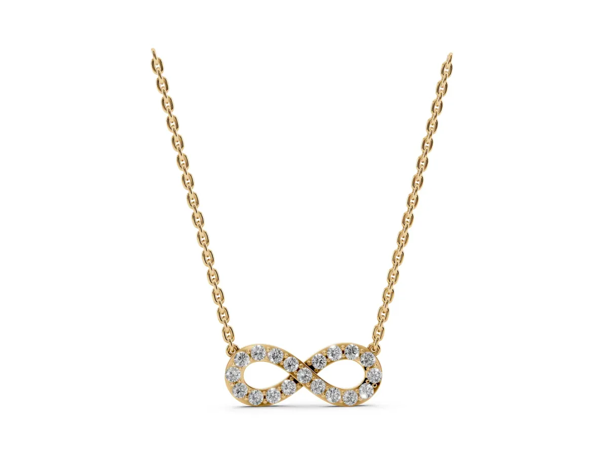 Infinity Pendant with Round Diamond Pavé Setting Yellow gold