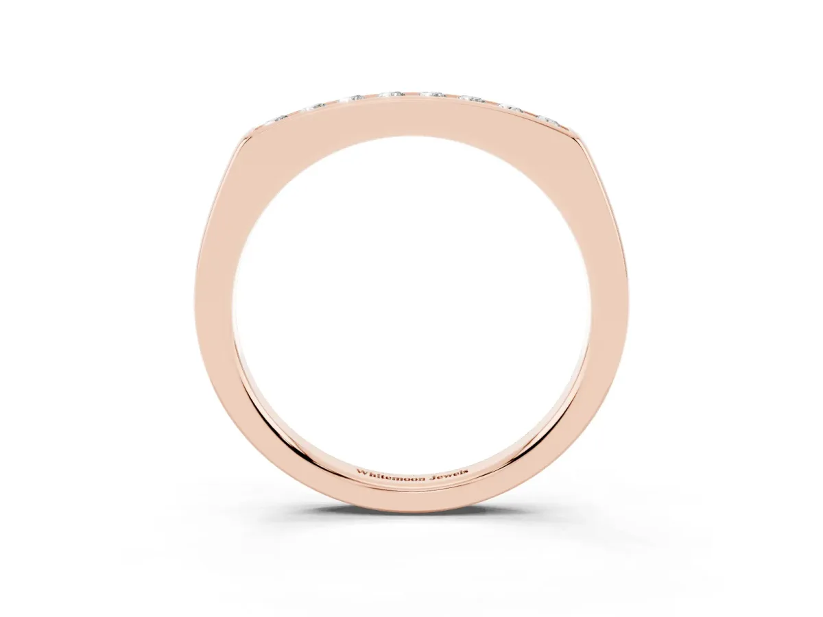 Channel Set Round Diamond Flat Band Rose gold