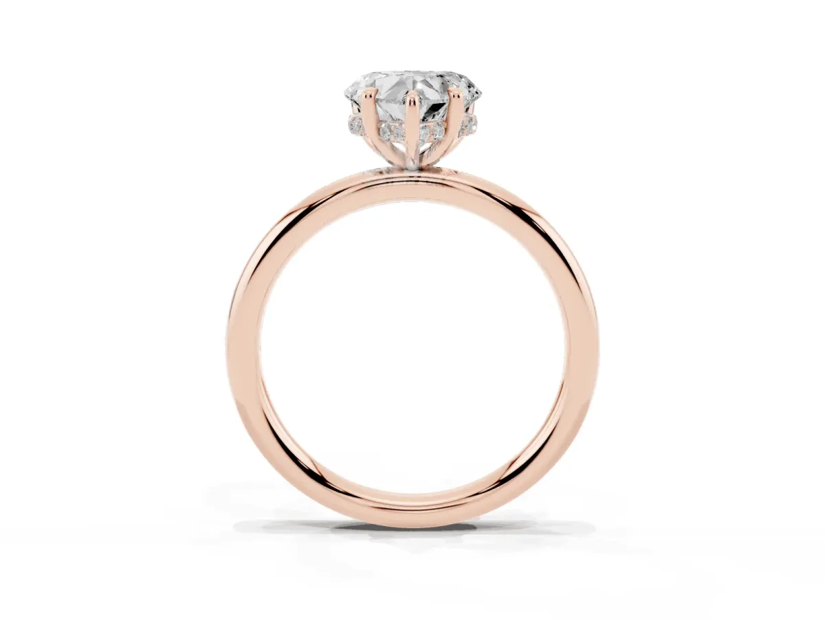 Heart Cut Diamond Solitaire Ring with Thin Band and Four-Prong Setting Rose gold