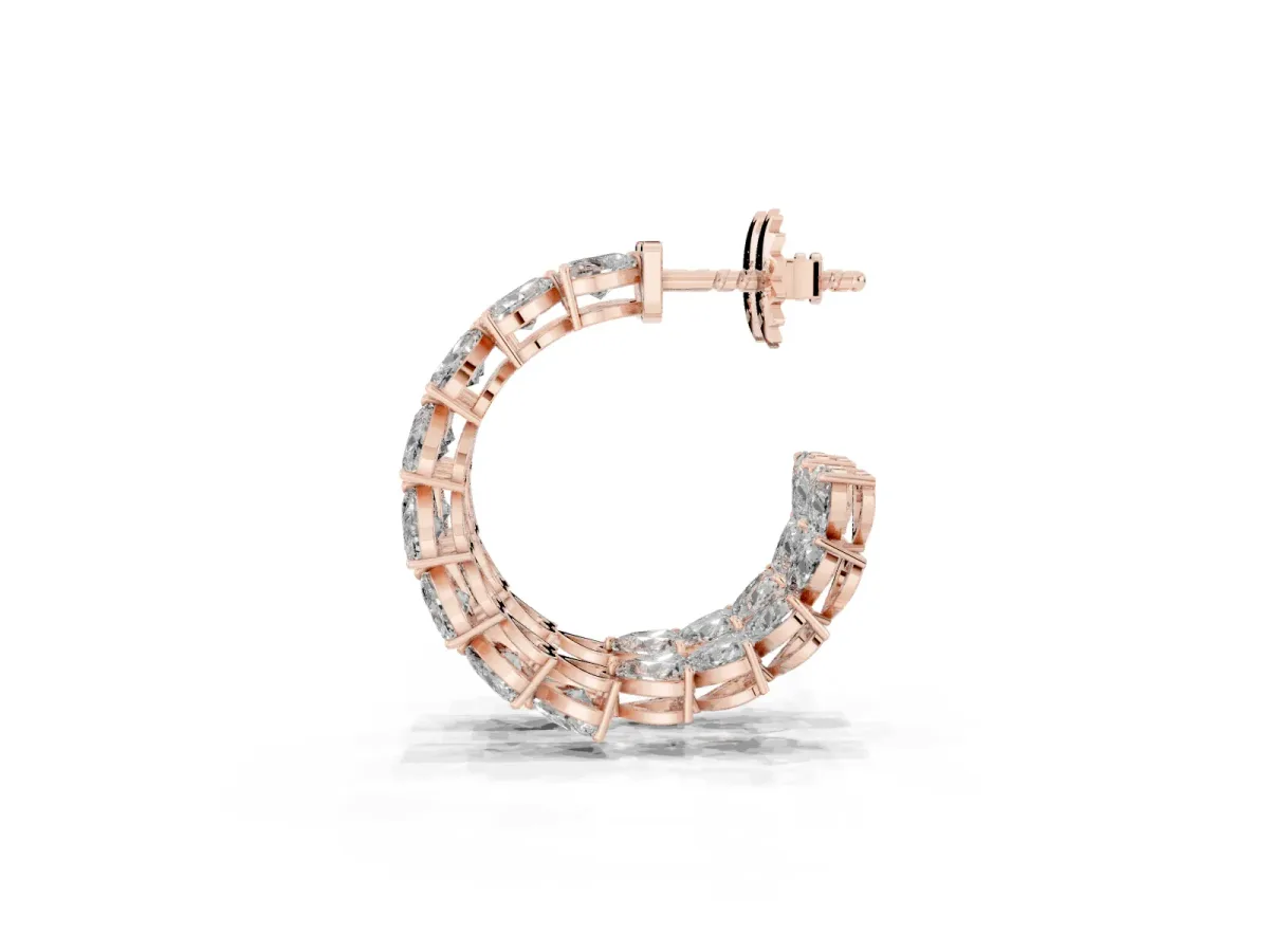 Heart Diamond Huggie Hoop Earrings Rose gold