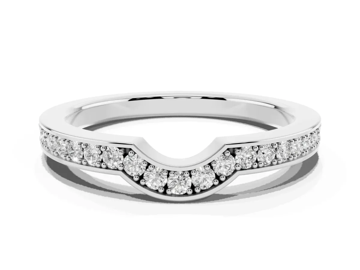 Pavé Round Diamond Contour Band with Channel Setting White gold