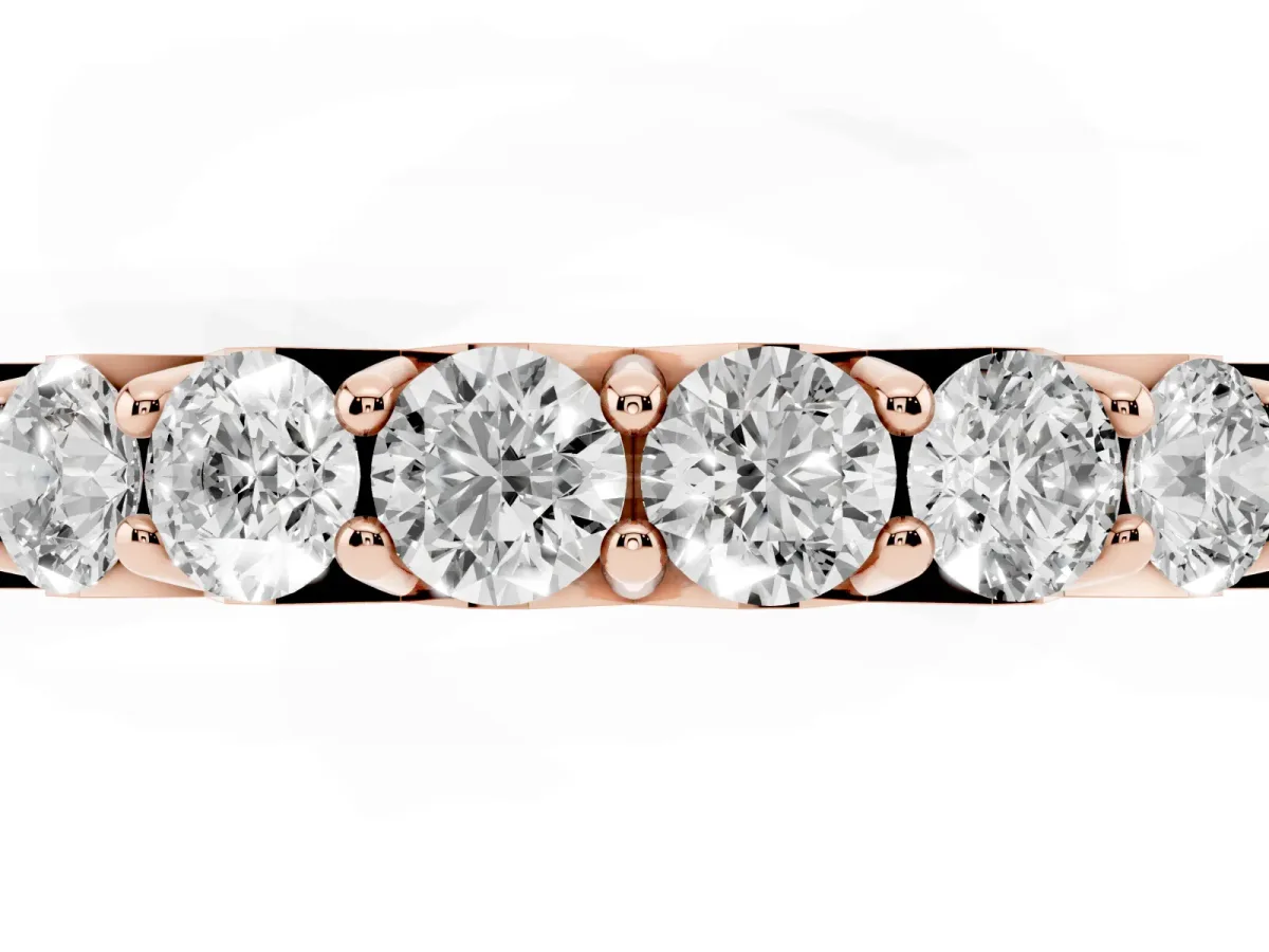 Round Diamond Half Eternity Band with Classic Prong Setting Rose gold
