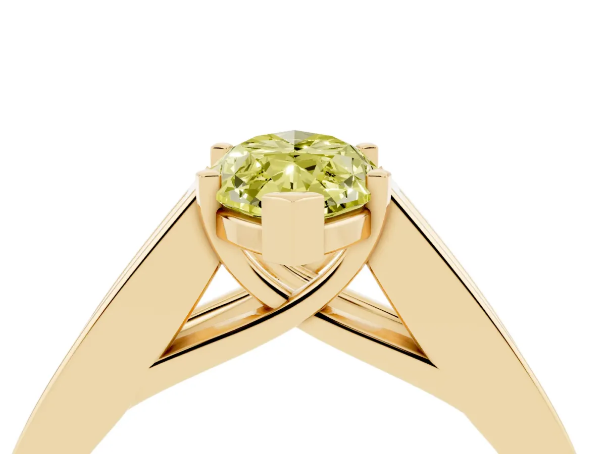 Fancy Yellow Marquise Cut Cut Channel Set Solitaire Ring with Four-Prong Setting Yellow gold