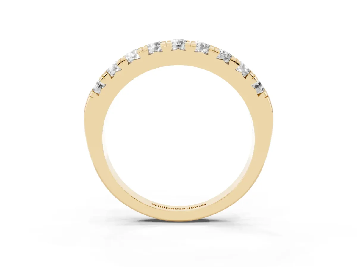 Round Diamond Half-Eternity Prong Set Band Yellow gold