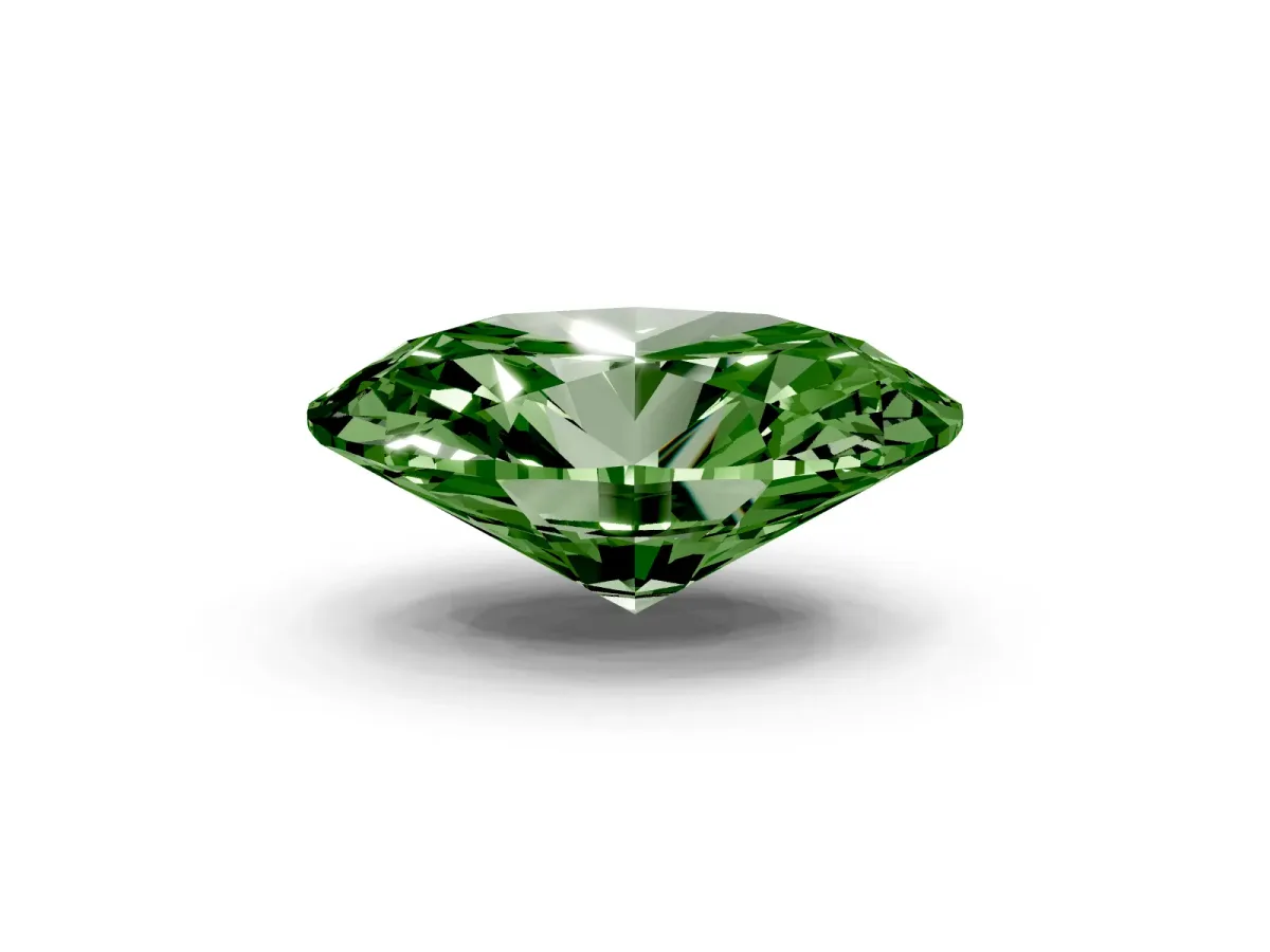 Fancy Green Oval Cut Diamond Solitaire Ring with Prong Setting and Pavé Band Platinum
