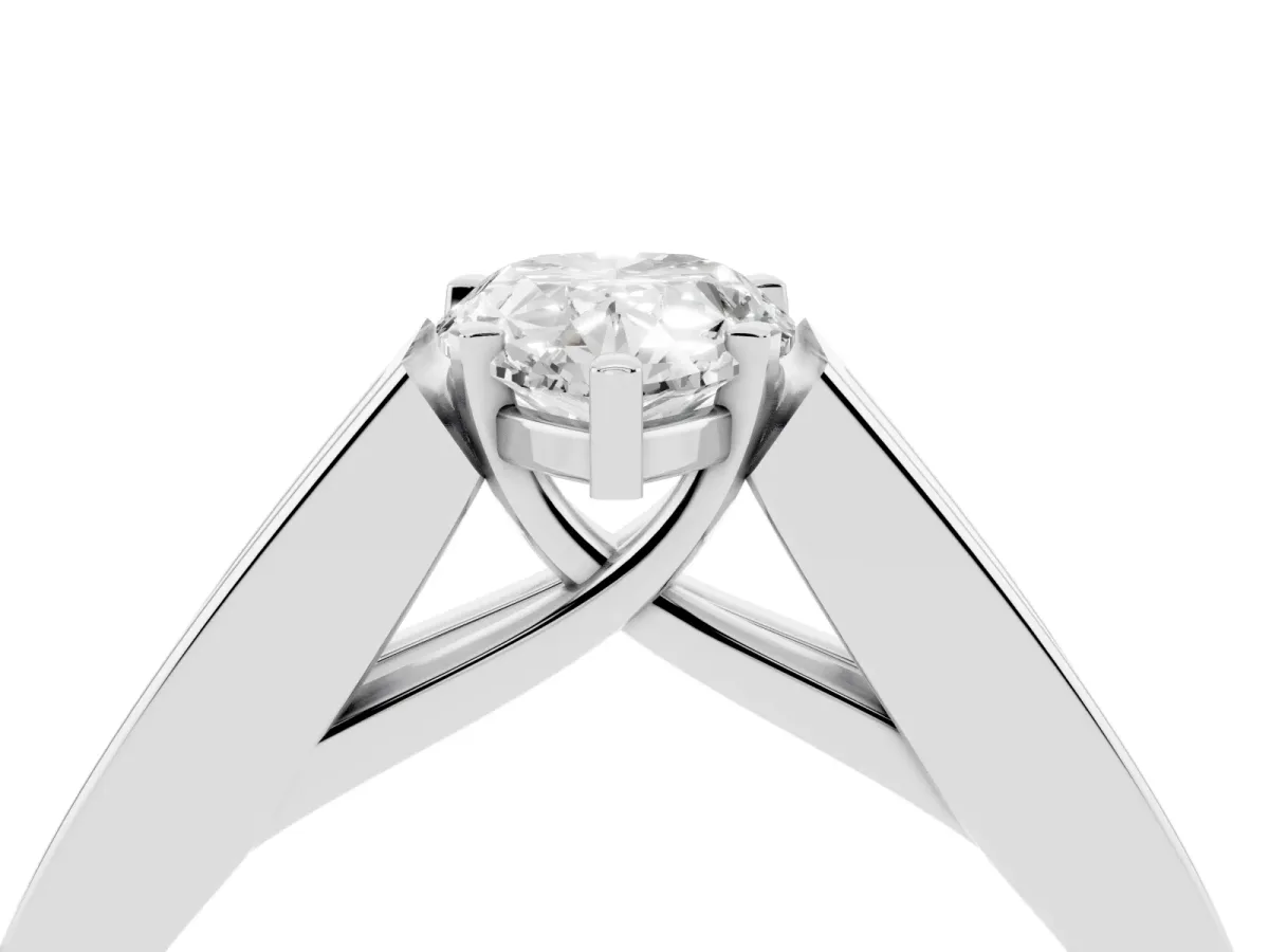 Pear Cut Cut Channel Set Solitaire Ring with Four-Prong Setting White gold