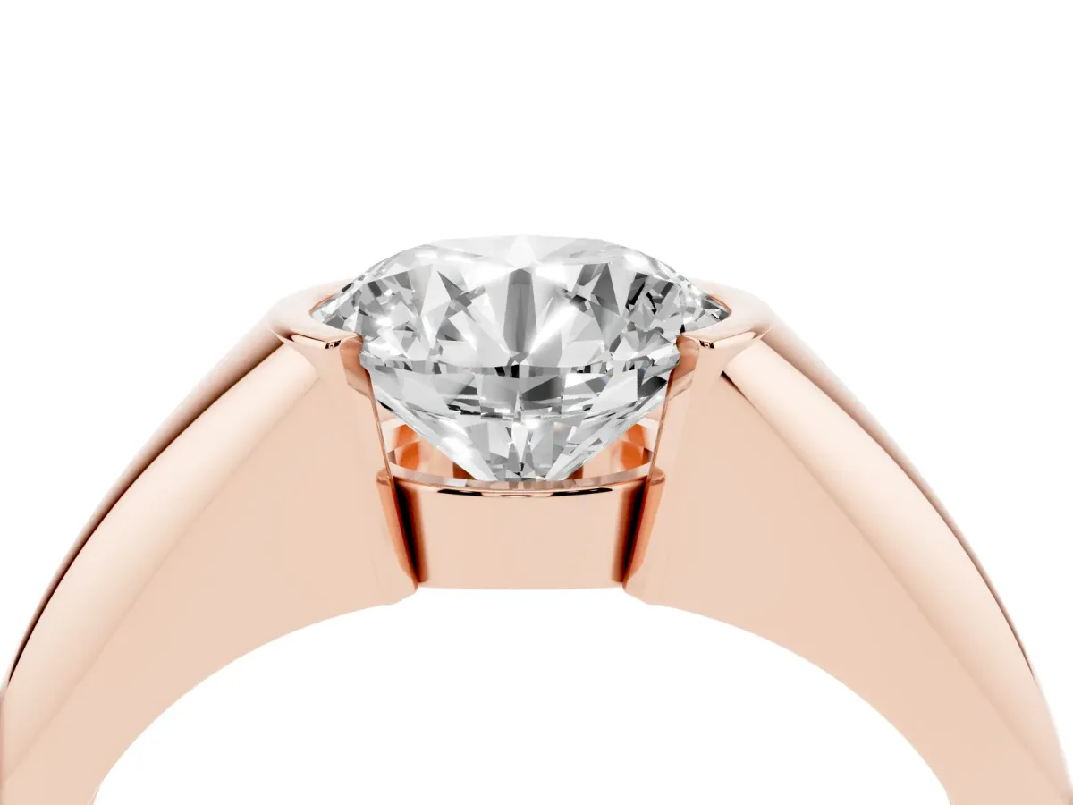Round Cut Solitaire Tension Set Diamond Ring Rose gold