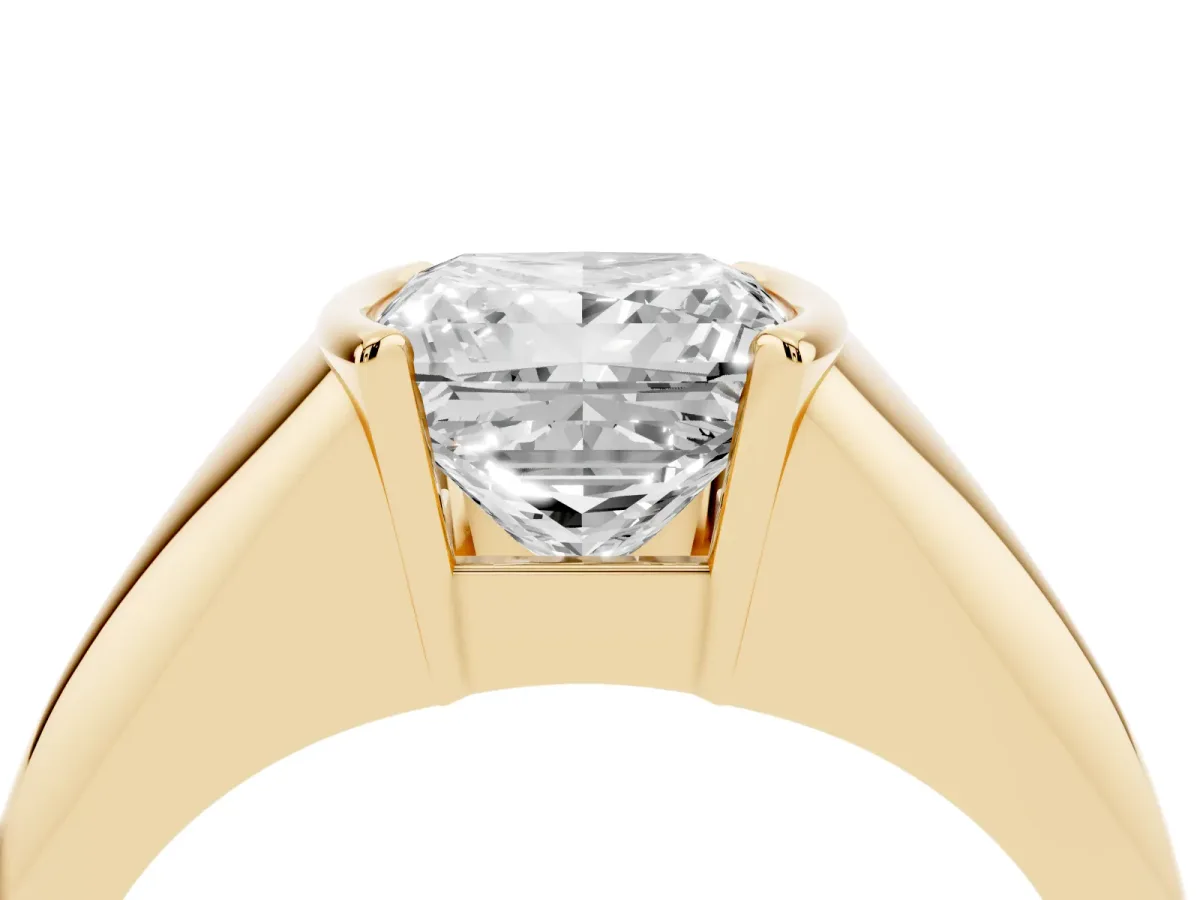 Princess Cut Solitaire Tension Set Diamond Ring Yellow gold