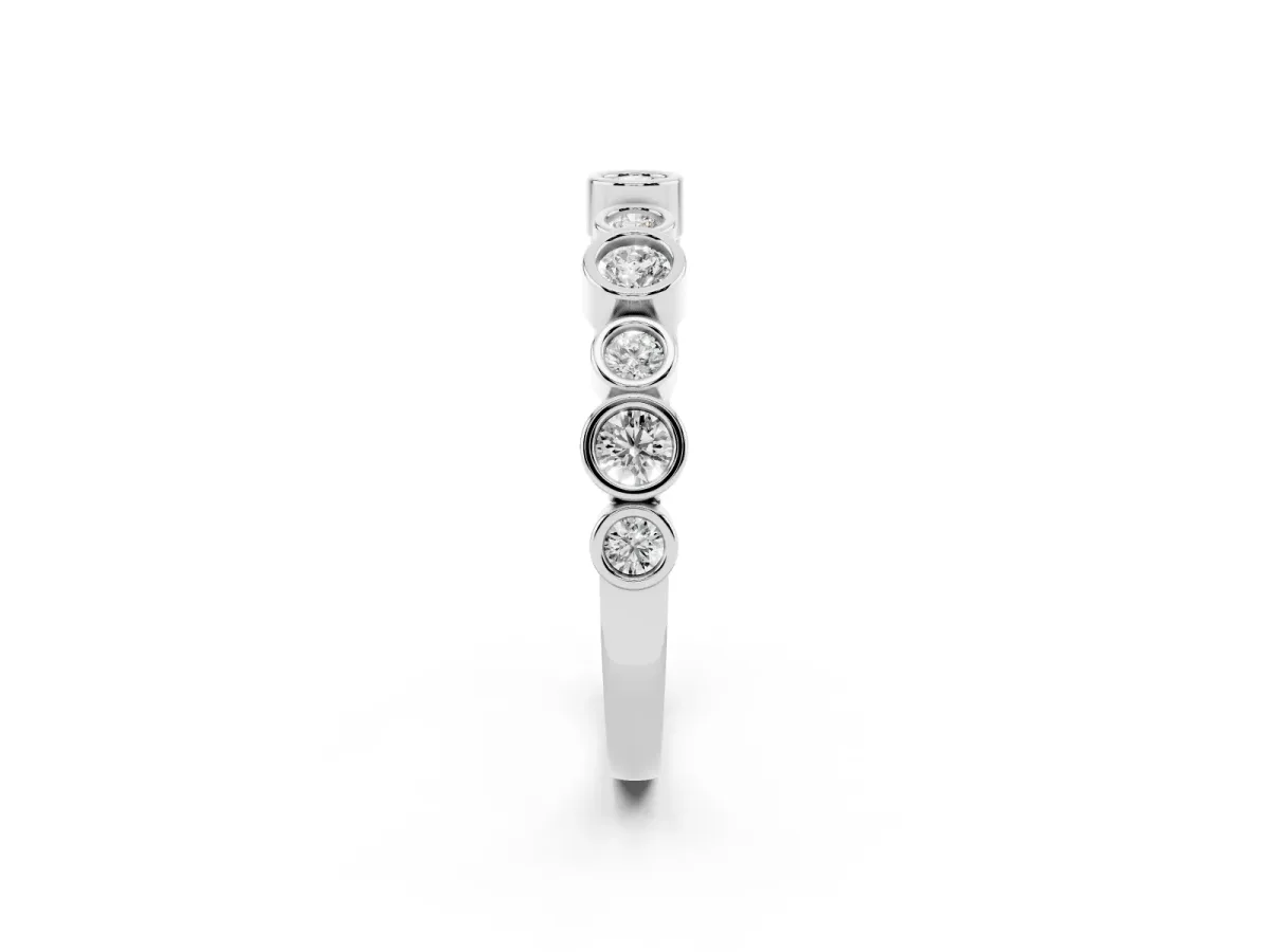 Bezel Set Round Diamond Half Eternity Band Platinum