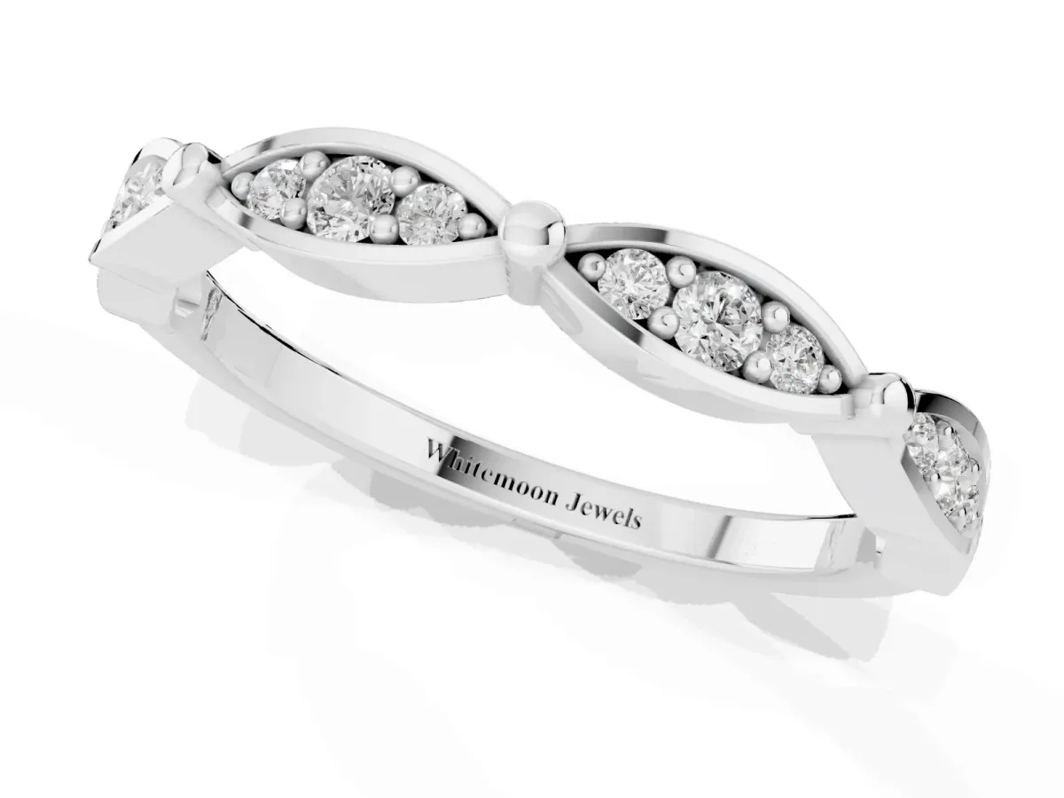 Marquise Diamond Pavé Eternity Band with Bezel Setting Silver