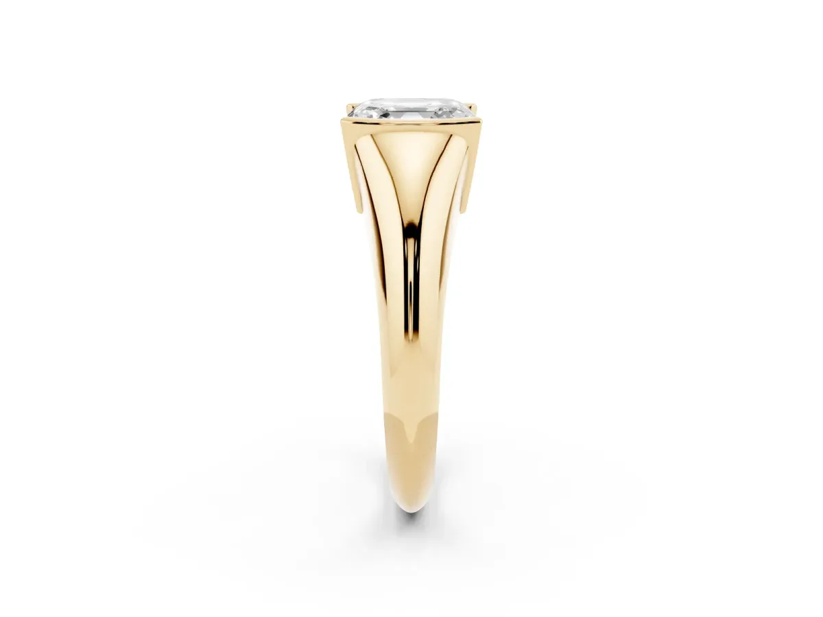 Asscher Cut Solitaire Tension Set Diamond Ring Yellow gold