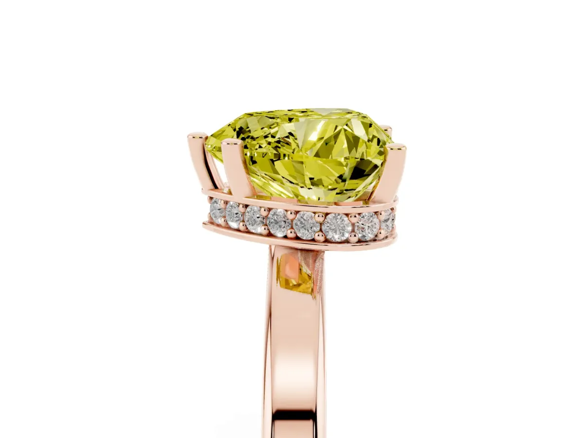 Fancy Yellow Heart Cut Cut Solitaire Engagement Ring with Four-Prong Setting on a Classic Band Rose gold
