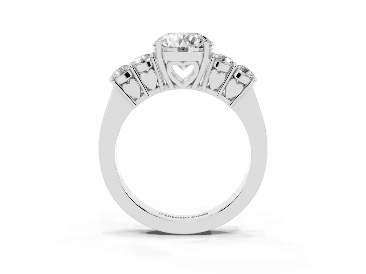 Round Cut Cut Diamond Five-Stone Prong Set White Gold Ring White gold