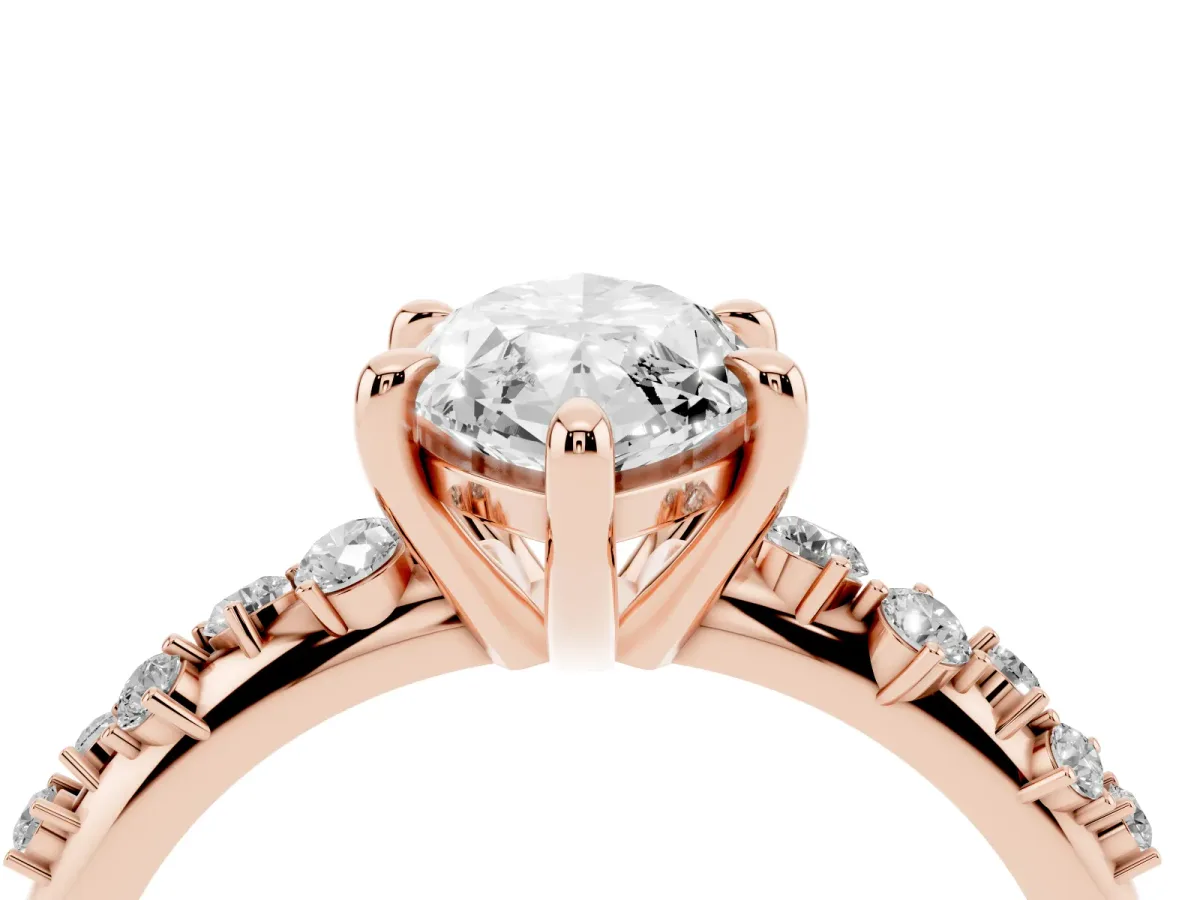 Marquise Cut Cut Diamond Vine Band with Four-Prong Setting Rose gold