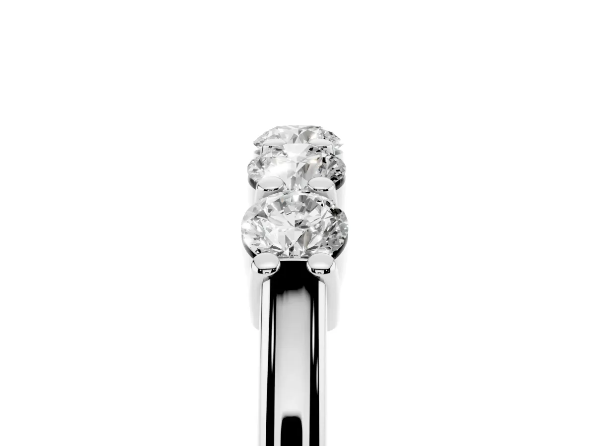 Round Cut Diamond Prong Set Half-Eternity Band Silver