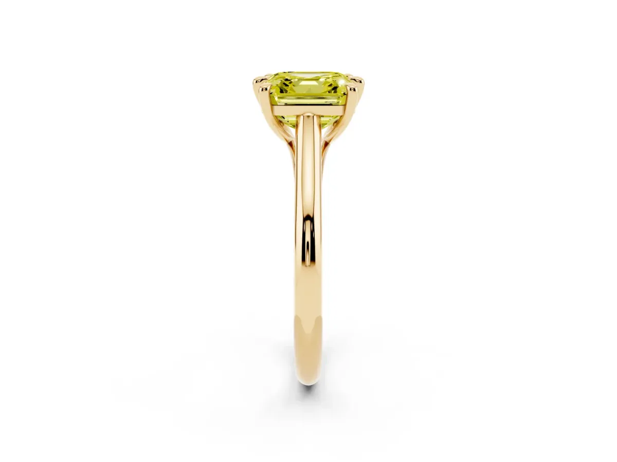 Fancy Yellow Asscher Cut Solitaire Engagement Ring with Six-Prong Setting and Classic Band Yellow gold