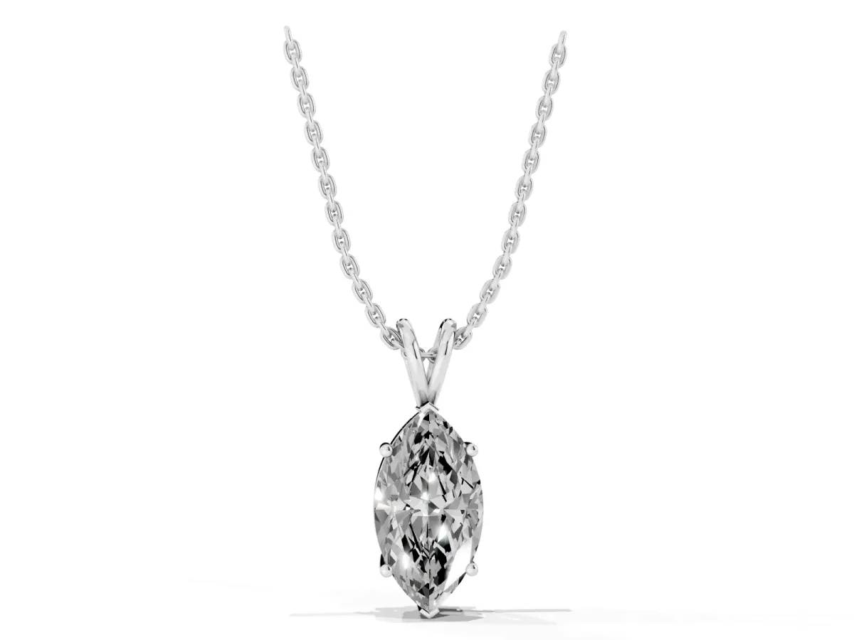 Marquise Diamond Solitaire Pendant with Prong Setting White gold