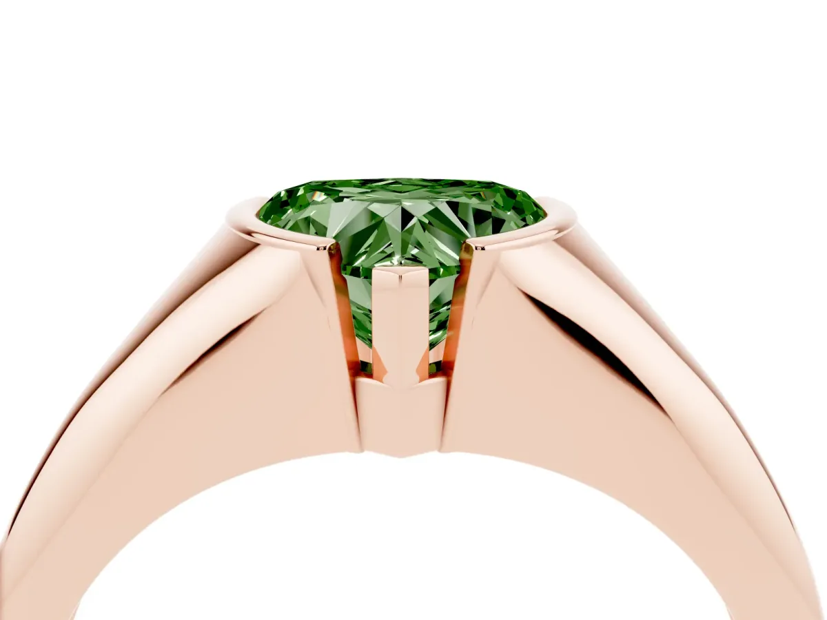 Fancy Green Heart Cut Solitaire Tension Set Diamond Ring Rose gold